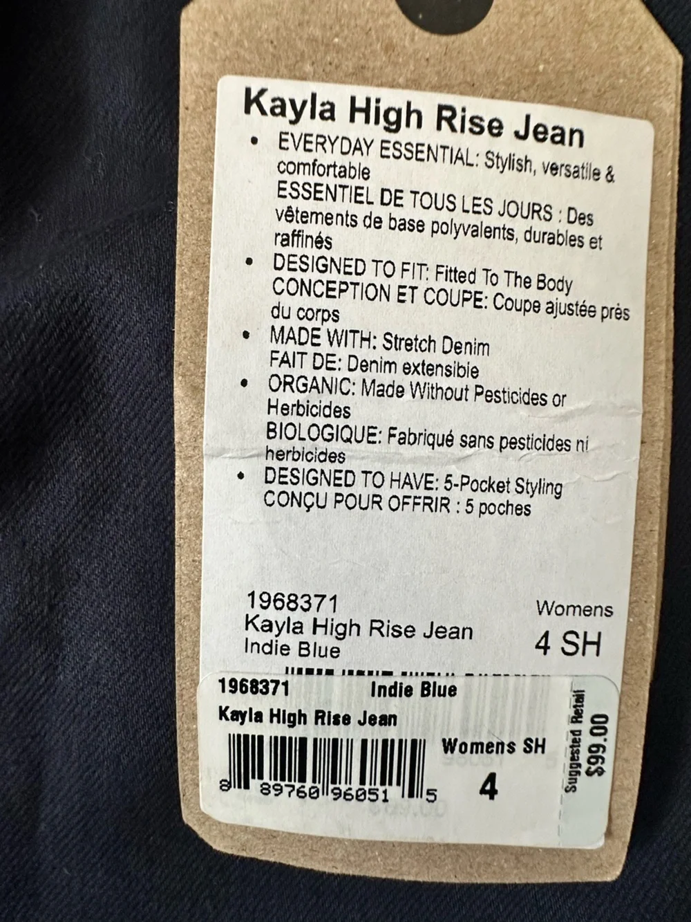 Prana Kayla High Rise Jeans Indigo Blue Inseam 30 - Picture 4 of 4
